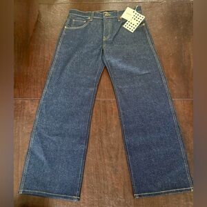 KHAITE Wendell Jeans Cropped Wide-Leg Designer Blue Denim Size 28 NWT